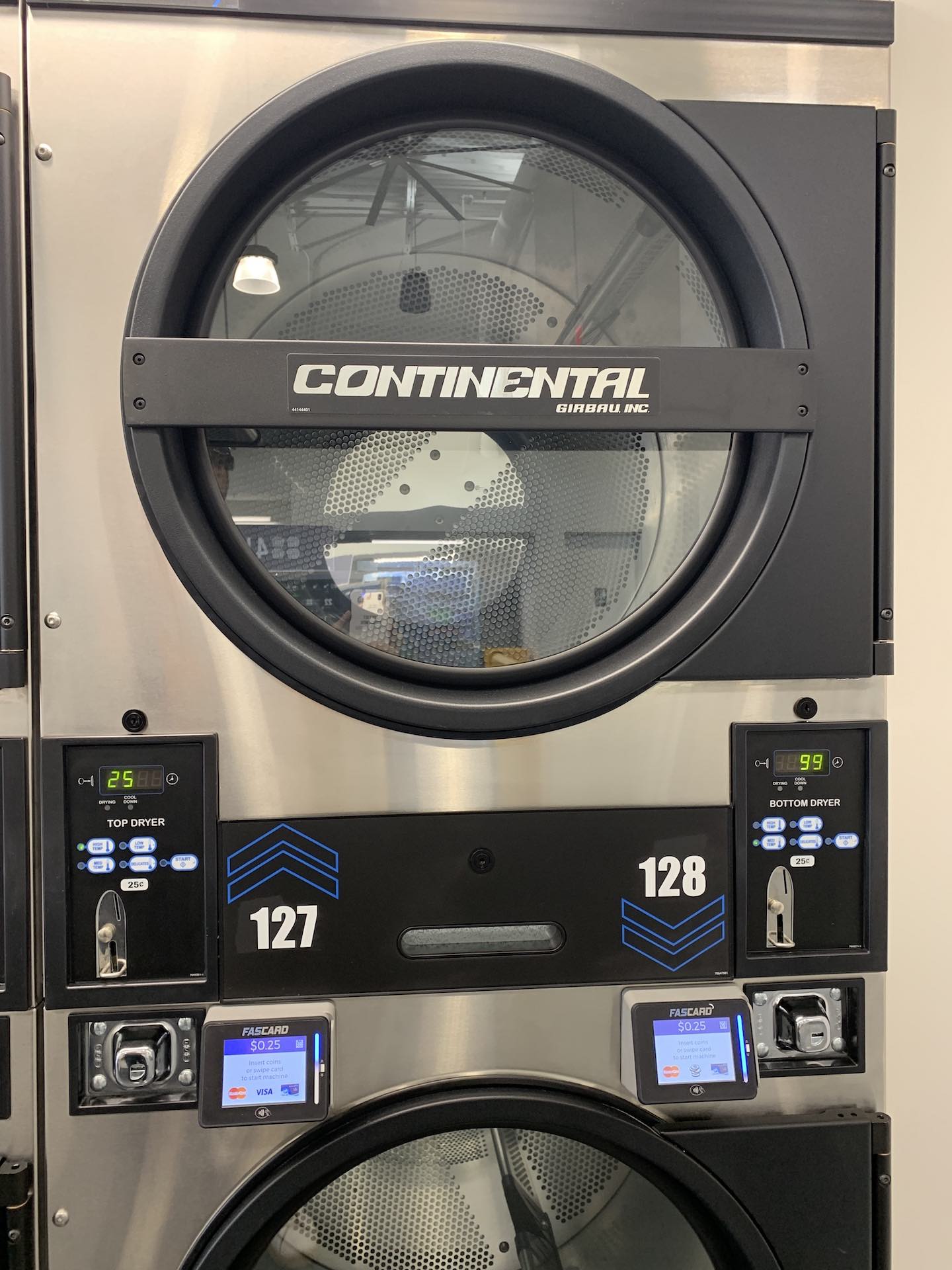 Close view of a dryer drum at Oz Laundry in Decatur