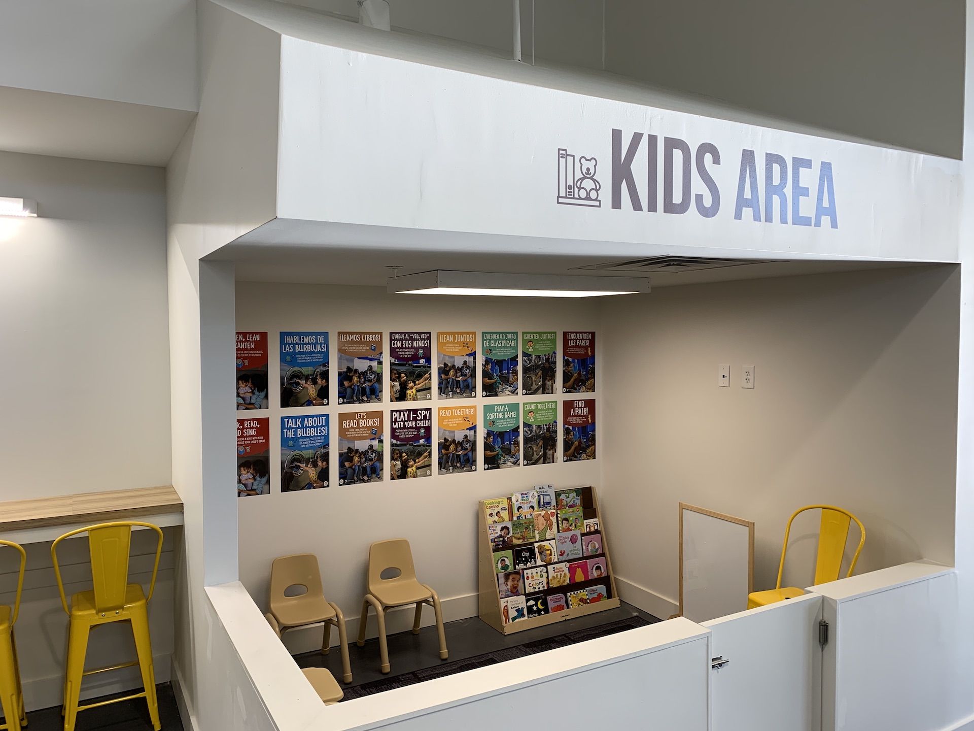 Kids area signage inside Oz Laundry