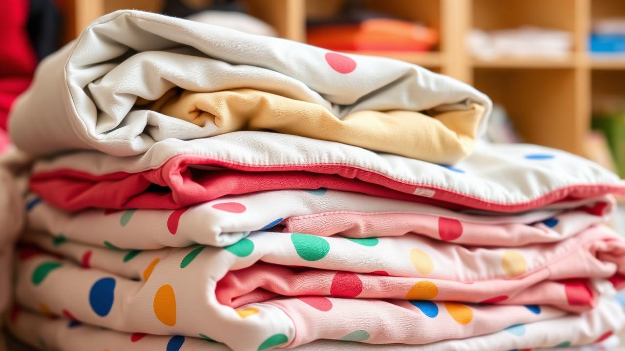 Folded nap mat covers, small blankets and classroom cloths for a Decatur daycare